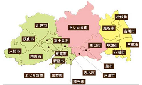 埼玉県のペーパードライバー講習出張対応エリア