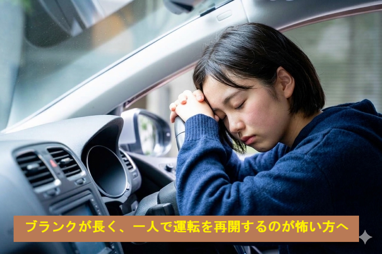 ブランクが長く一人で運転を再開するのが不安なペーパードライバー向けの練習イメージ